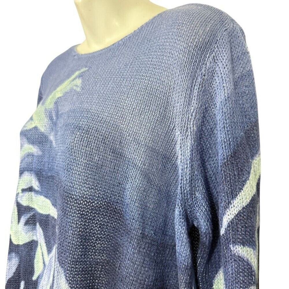 Chico's Blue Floral Print Lightweight Sweater Top - Picture 10 of 15